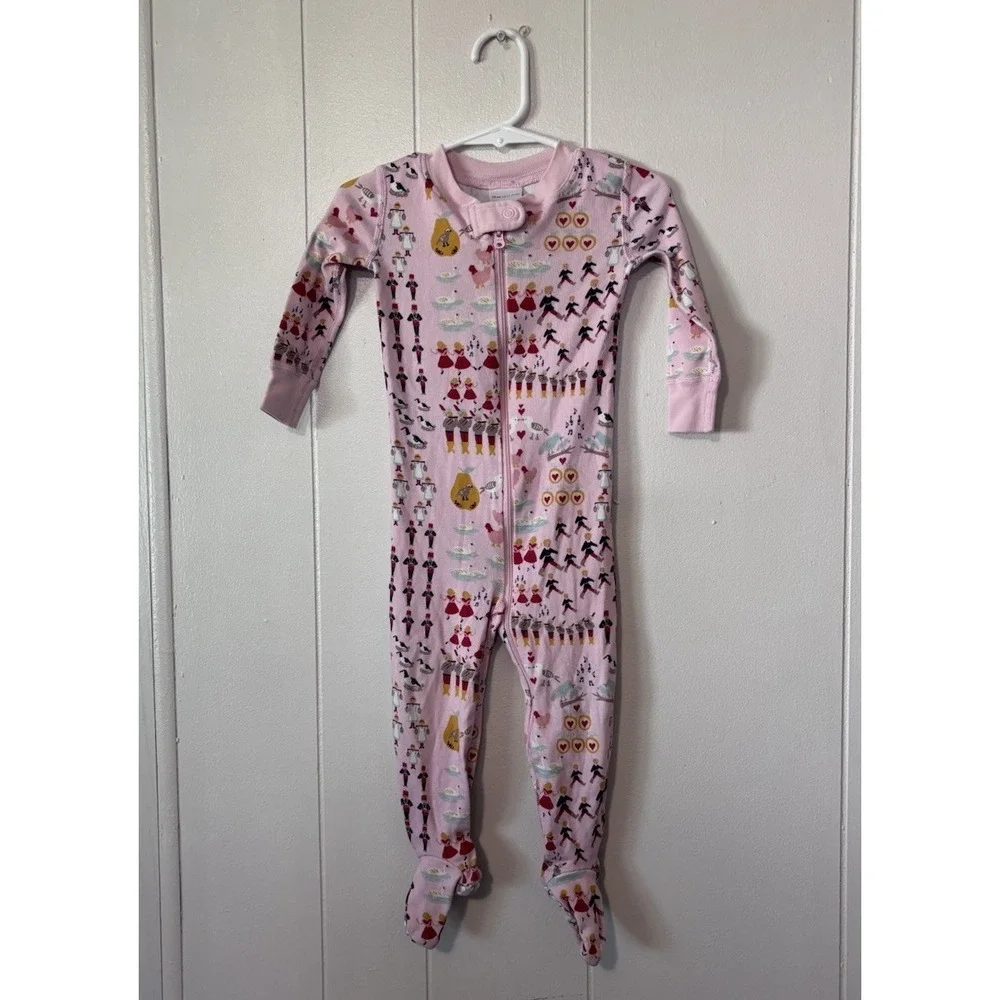 Hanna Andersson 12 Days of Christmas‎ Pajama Zipper Footie 12-18m Organic Pink